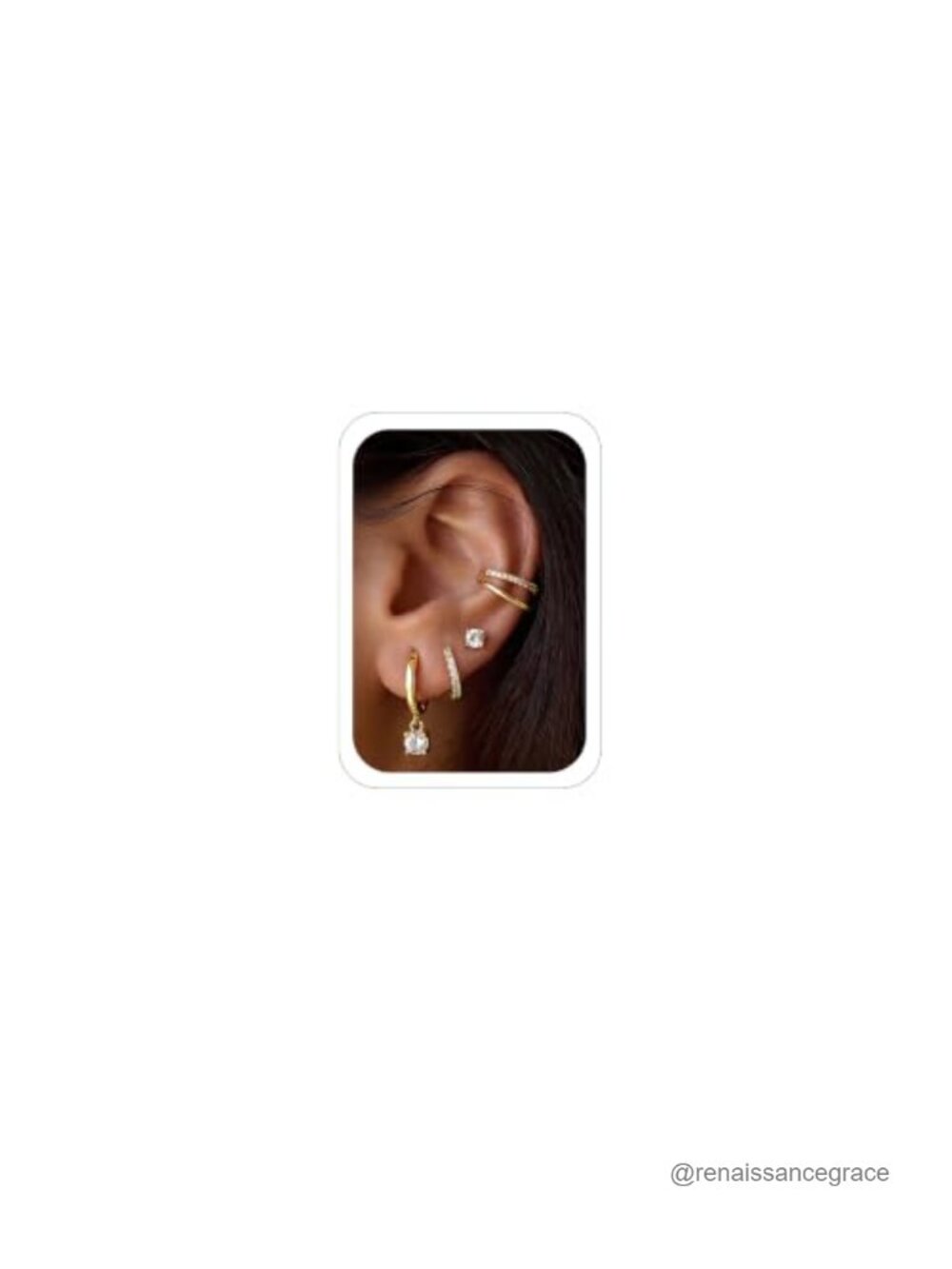 4 Piece 14K Gold Plated Huggie Hoop Earring Sets, Non Tarnish CZ Earrings